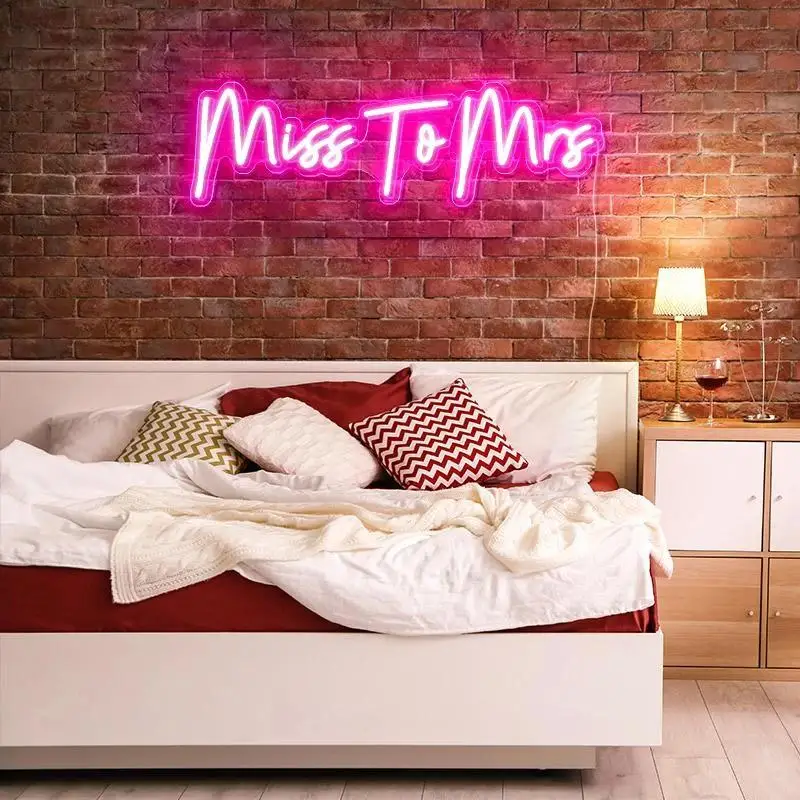 Индивидуальный Логотип Miss To Mrs 3D Led Flex прозрачная акриловая неоновая вывеска из