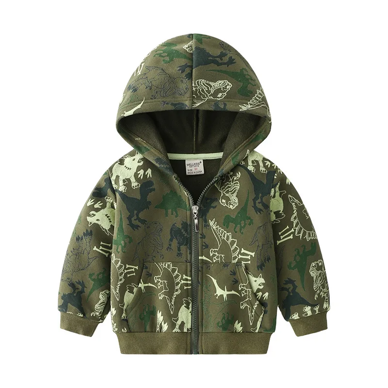 

New 2021 Kids Clothes Boys Jackets Children Hooded Zipper Windbreaker Baby Boys Camouflage Dinosaur Coat Hoodies Sweatshirt