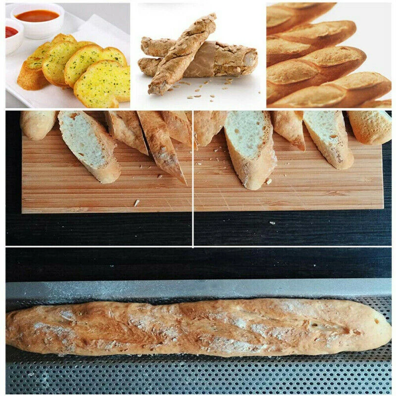 

4 Even Baguette Mold Household Kitchen Baking Oven Bread Long Baguette Mold Carbon Steel With Pores Non-stick DIY Baking Pan