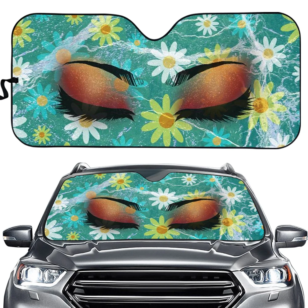 

INSTANTARTS Daisies and Eyes 3D Print Universal Heat Reflector Fold-up Sunshade for Windshields UV Heat Car Sun Shade Windshield