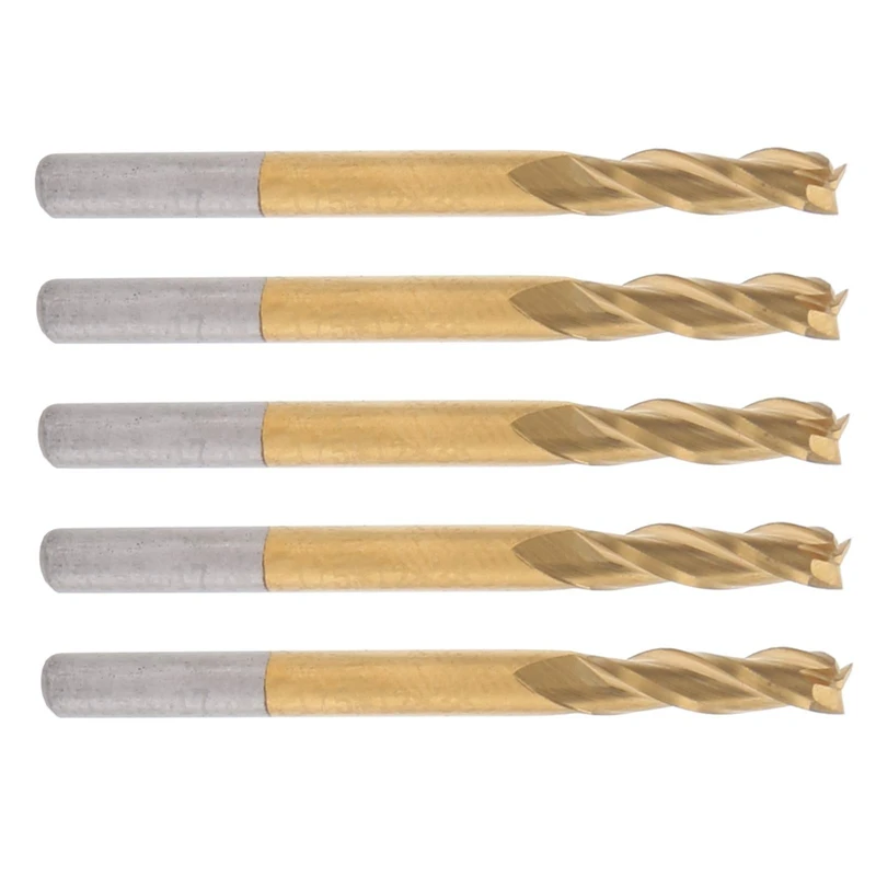 

5Pcs 3-Flute Milling Cutter Milling Steel Face Cutter Set Round Shaft Cutter 3.175 x 3.175 X12 x 40