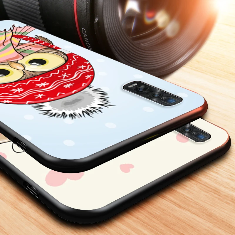 

Cute Owl Lover for OPPO Find X2 A93 A92 A73 A72 A53 A53S A32 A12 A11X A1K A5 Neo Pro Lite Black Phone Case