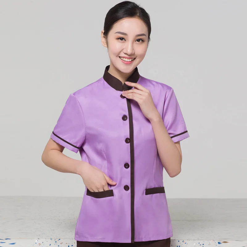 

Spot Supply Cleaning Service Uniform Breathable Thin St Collar Pa Club Hotel Guest Room Cleaning Work