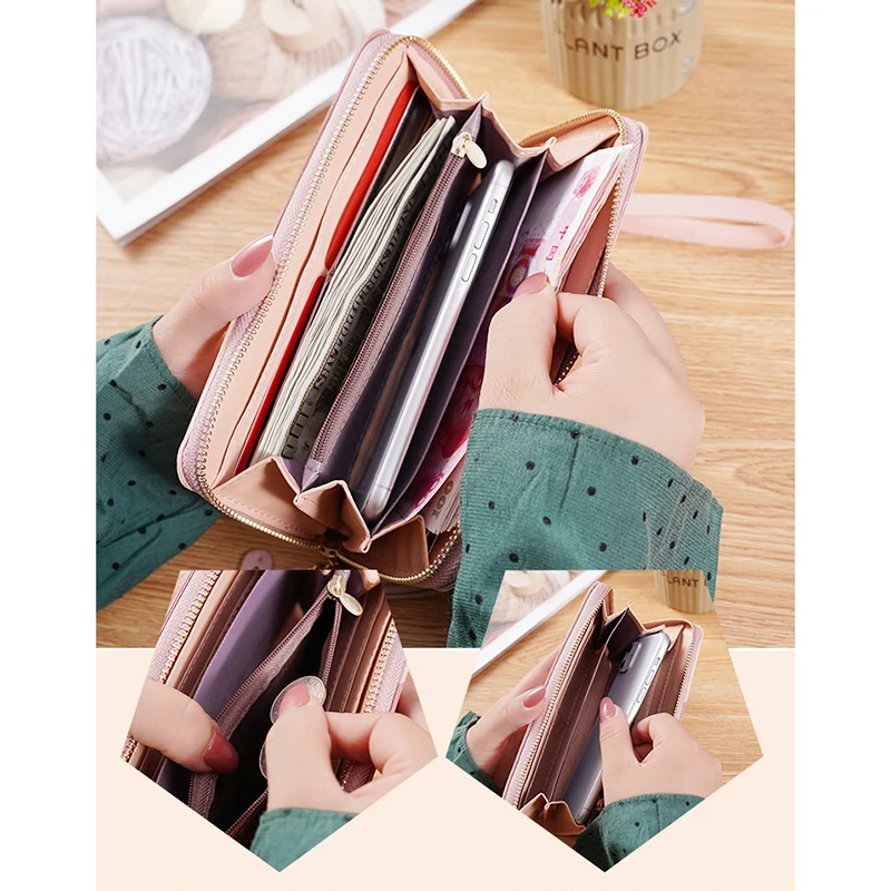 Кошелек на двойной молнии с застежкой и ремешком запястье кошелек из