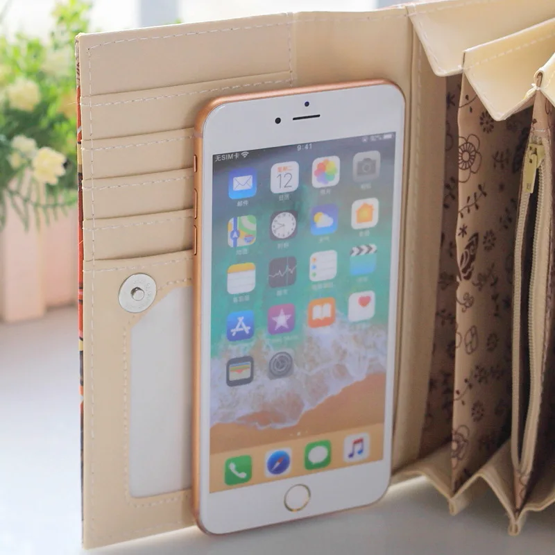 2019 Модный женский кожаный кошелек с длинным держателем для карт сумка телефона