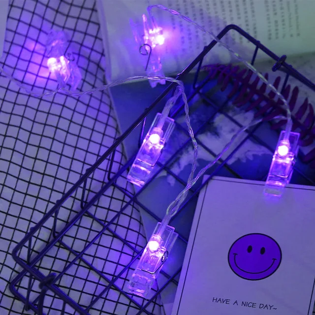 1m clip-purple Рождественские украшения для дома, 1 м, 10 светодиодов, снежинка, батарейный светильник, гирлянда, елочные украшения, год, Navidad Natal - Color: 1m clip-purple