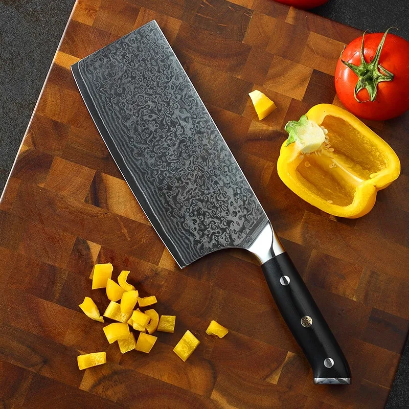 

7 inch Damascus Steel Professional Chef's Knife Melaleuca G10 Handle Meat Cleaver Kitchen Knife Kitchen Tool Accessories