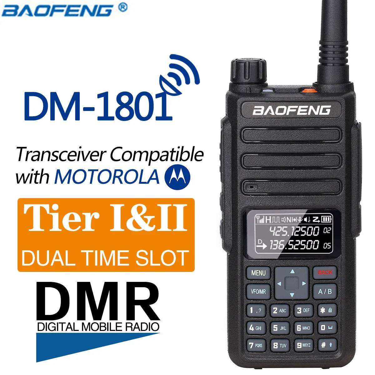 Baofeng DM 1801 Dual Band Time Slot DMR Tier I и II с широким диапазоном цифровой аналоговый 136 174/400 470