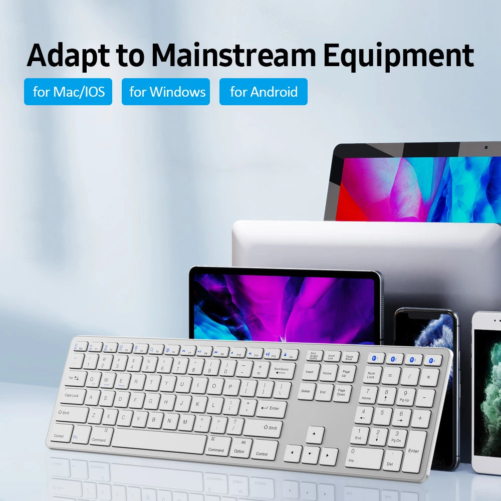 

Wireless Keyboard Mini Portable Multi-Paired Bluetooth 109-Key Keypad for Laptop PC Computer Support IOS/Android/Windows