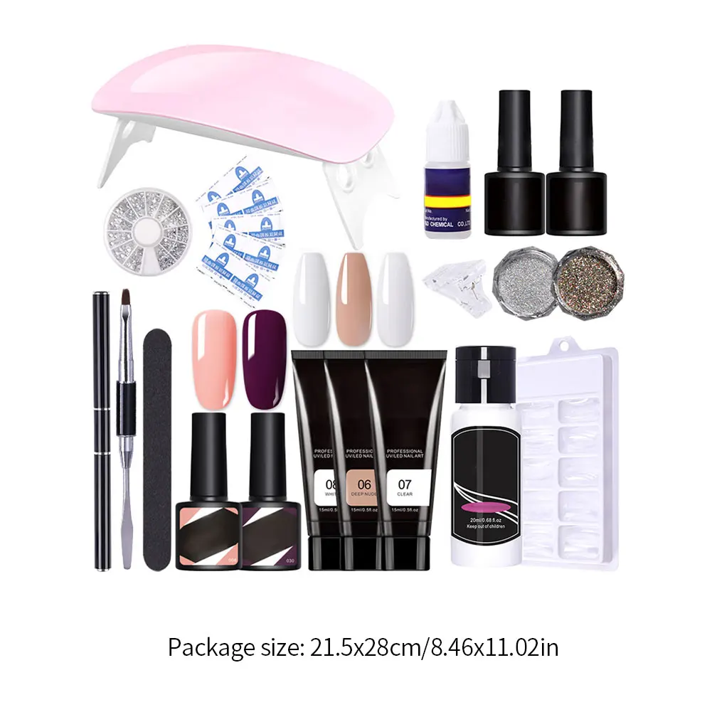 

Mobray 18pcs Poly Nail Gel Extension Nail Kit All For Manicure Set Acrylic Solution UV/LED Builder Gel Polish For Nail Tool Kit