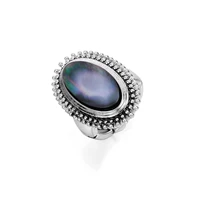 silver color big oval colorful shell ring one size elastic adjustable vintage ring for women party fashion jewelry wholesale