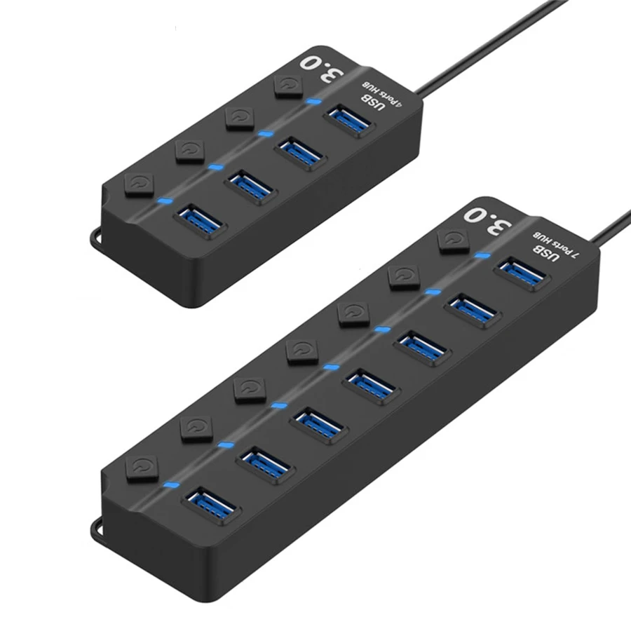 

USB 3.0 HUB with Switch 4/7 Port USB Splitter Multiple Expander Power Supply Adapter Usb Hab for Xiaomi Macbook Pro Pc Computer