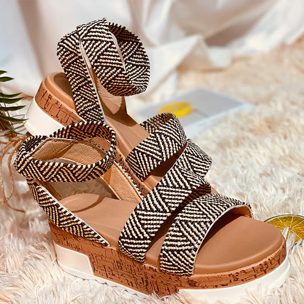Женские сандалии с открытым носком на толстой плоской подошве Вьетнамки женские