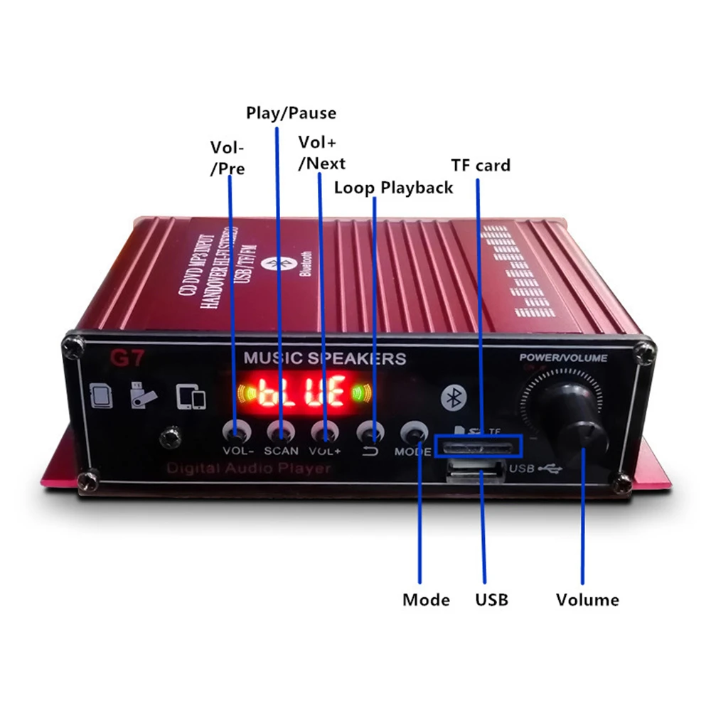 400 Вт Bluetooth 2 0 канальный аудио усилитель мощности HiFi 12 В AV Amp динамик с