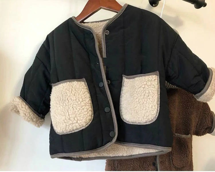 Пальто из искусственного меха для девочек теплая двухсторонняя верхняя одежда