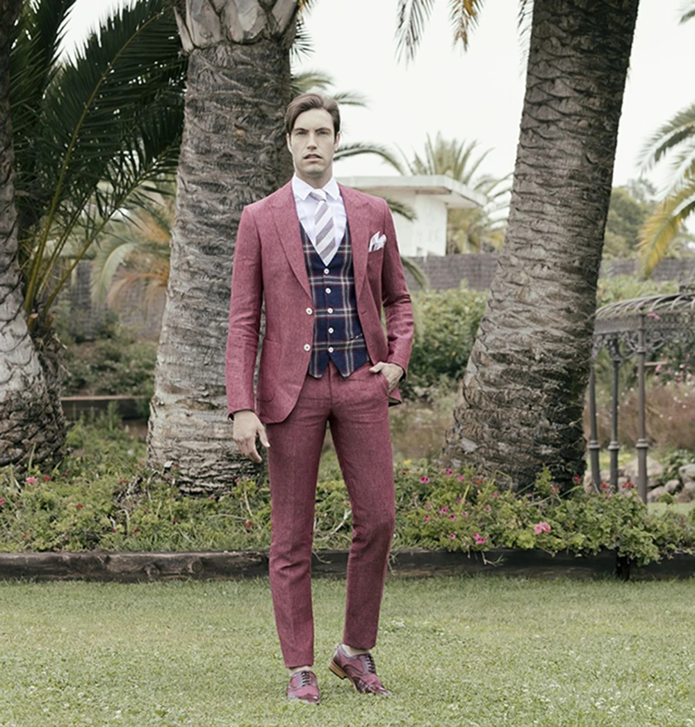 Men's suits Three-pieces Formal Notch lapel Groom tuxedo Wedding dress Gentle Prom Suits (Blazer+Vest+Pants)