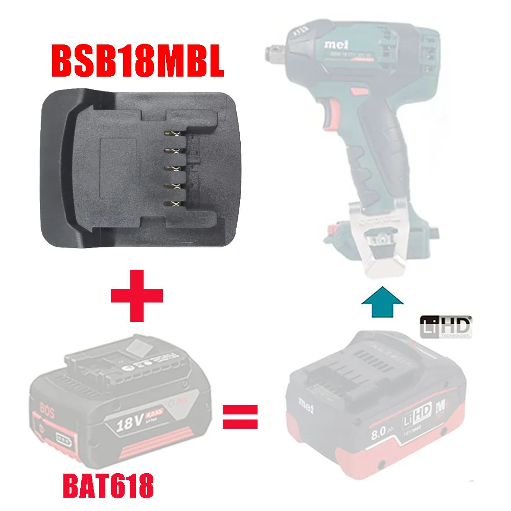 

BSB18MBL Adapter Converter Can use Bosch 18V Li-ion Battery on Metabo 18V Lithium Tool for Metabo For Bosch 18V Free Shipping