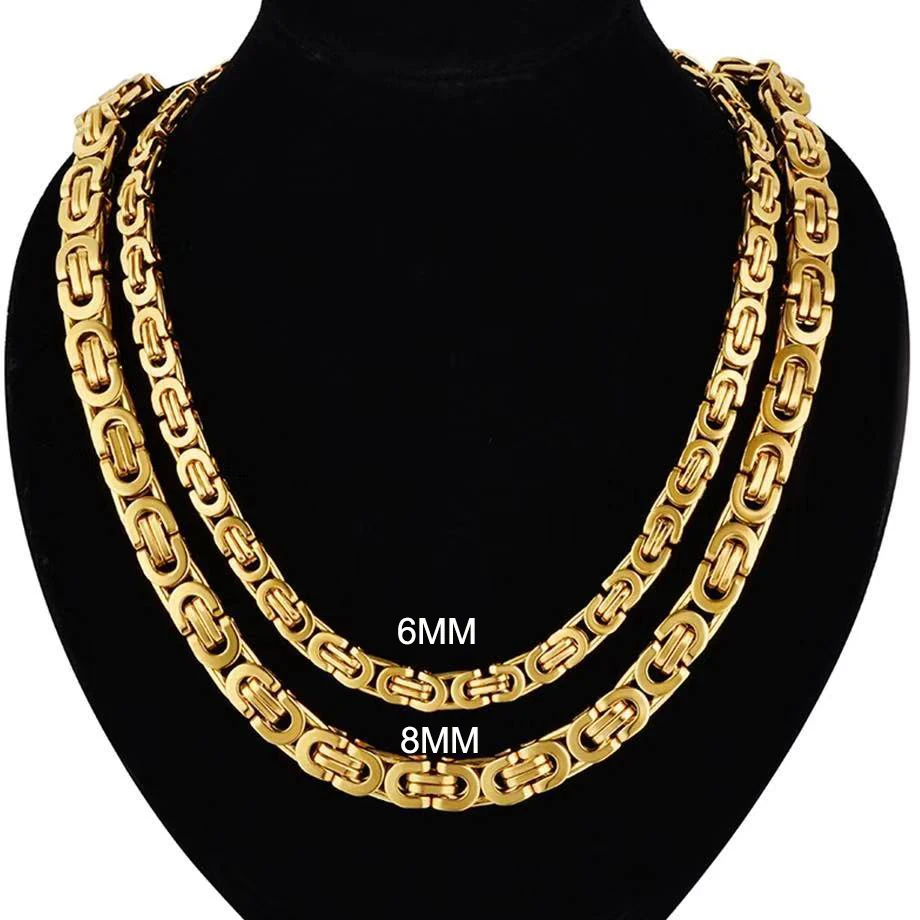 Мужская цепочка из нержавеющей стали византийское ожерелье позолоченные