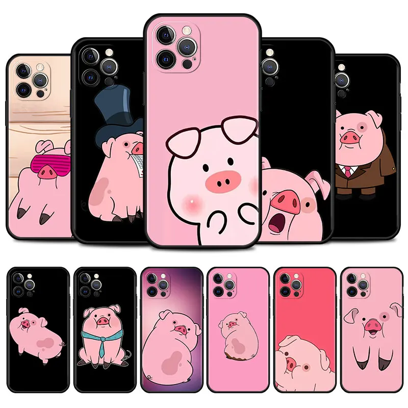 

Case for iPhone 13 Pro 12 Mini 11 Pro Max XR X 7 8 6 6S Plus XS Max 5S SE 2020 Phone Cover Pig Drawing Cute Kawaii