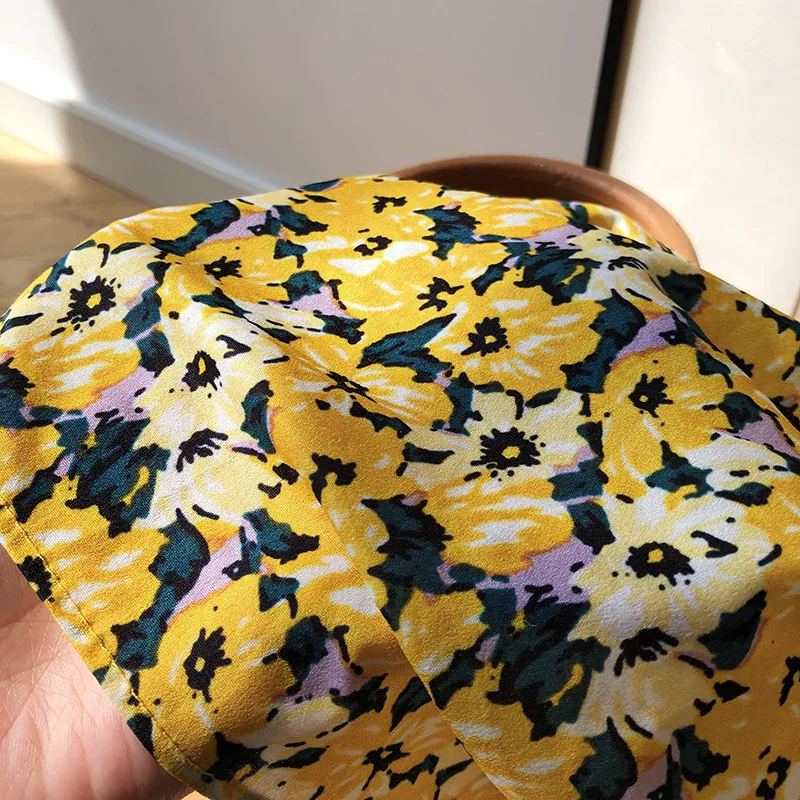 Винтажные Цветочный принт с буфами на рукавах Женские Сезон лето платье v