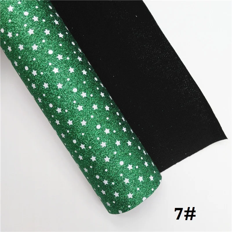 7 Glitterwishcome 21X29 см A4 Размер звезды блеск с принтом ткани, блестящие кожаные листы, кожа ткань винил для бантов, GM485A - Цвет: 7
