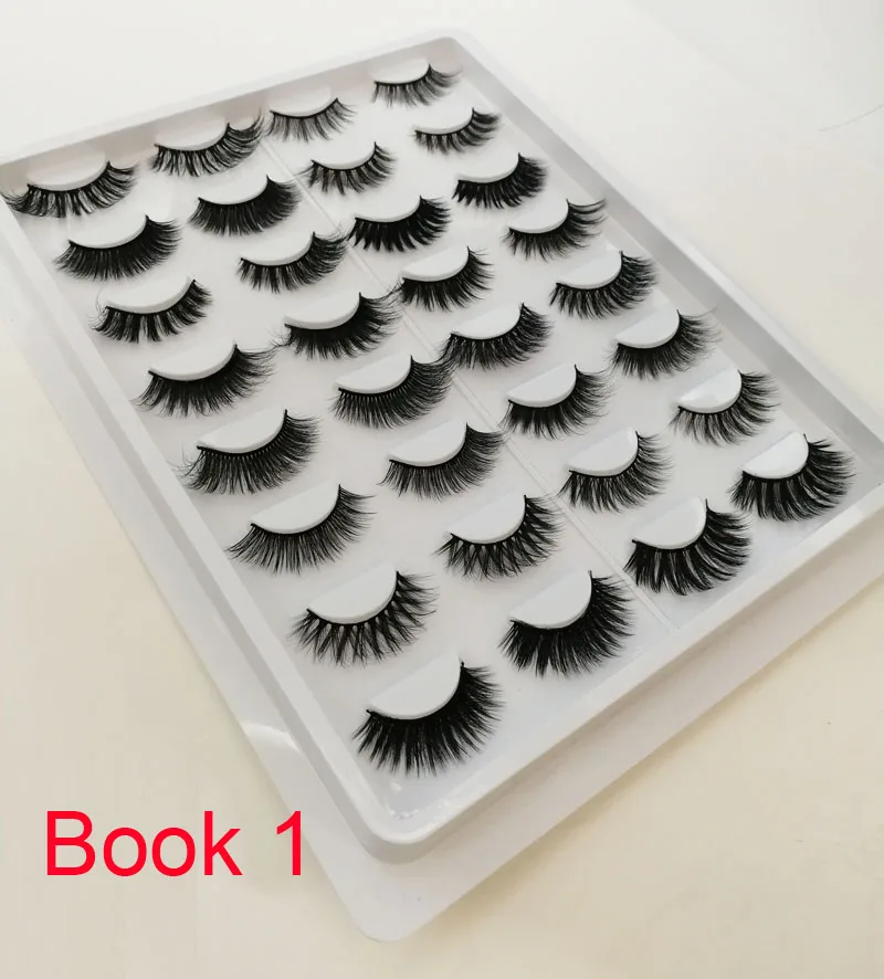 BOOK 1 Ресницы Книга 16 пар 3D Искусственные норковые ресницы 16 пар Накладные ресницы 3D норковые ресницы прозрачная лента ресницы норка макияж густые - Цвет: BOOK 1