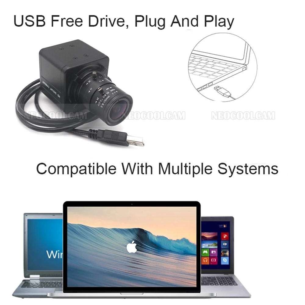 Мини-веб-камера USB2.0 1080P 2 МП 5-50 мм с ручным зумом | Безопасность и защита
