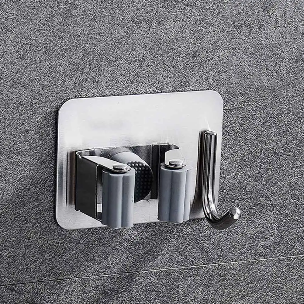 

304 Stainless Steel Wall-Mounted Mop Storage Rack Bristles Broom Hanger Household Storage Rack Bathroom Suction Pipe Hook Tools