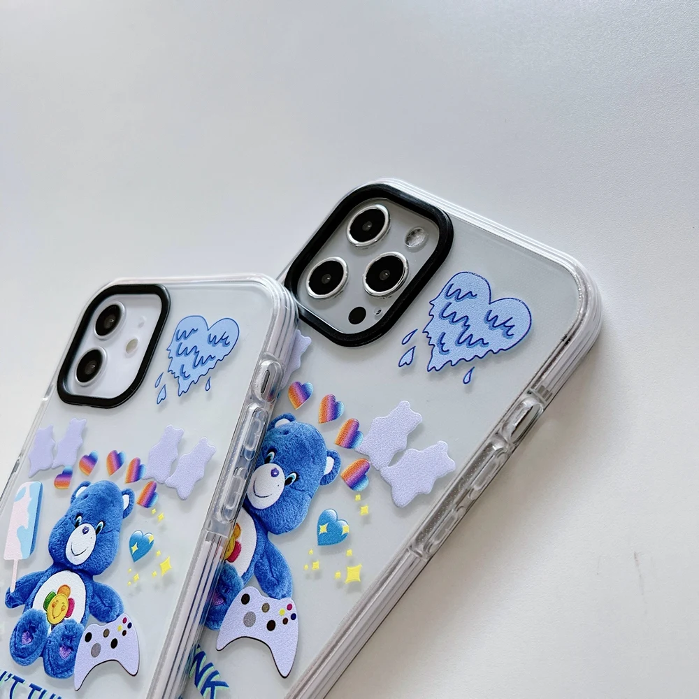 

Cute Cartoon Rainbow Bear Animal Phone Case For iPhone 12 11 Pro Max 7 8 Plus SE 2020 XR XS X Soft Back Cover Transparent Funda