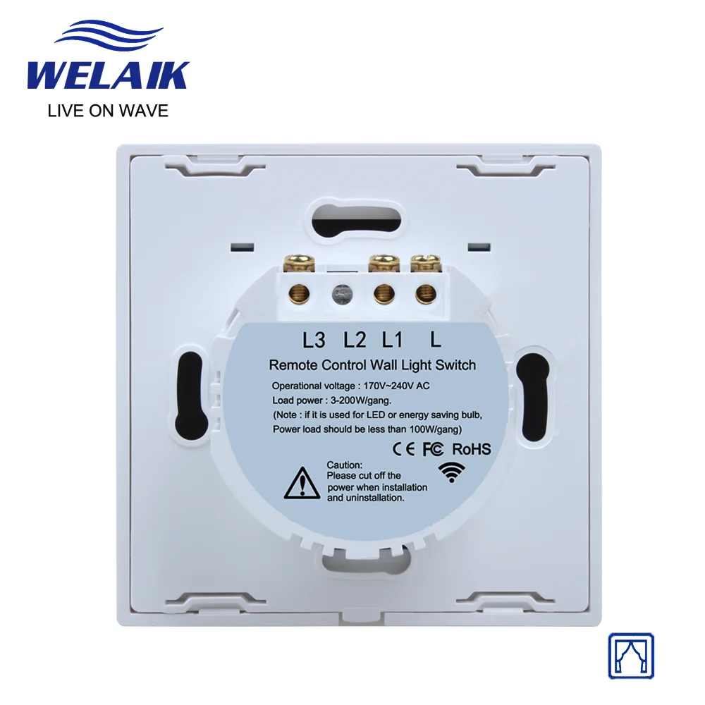 WELAIK EU/UK 86*86mm Wall-Touch Switch-Crystal Glass-Panel Switch-Curtain Control-Smart-Switch B1911CLW/B | Обустройство дома