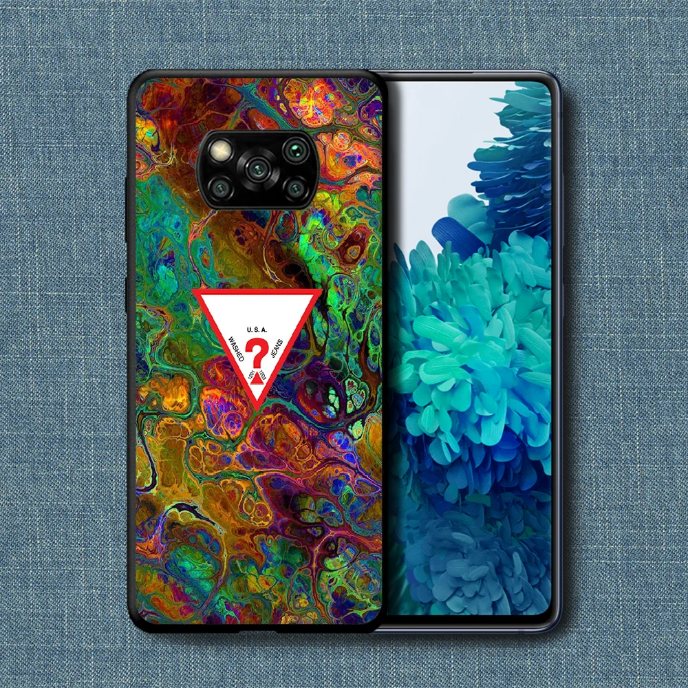 

Guess Trendy Brand Phone Case For Xiaomi Mi Note 10 A3 9 MAX 3 A2 8 9 Lite Pro Ultra black Hoesjes Soft Bumper Painting Funda