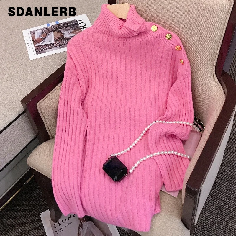 

Европейская станция, новинка 2021, зимняя одежда на пуговицах, вязаная рубашка с высоким воротником, универсальный кашемировый свитер для жен...