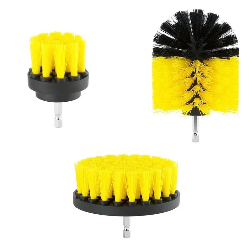 3Pcs Round Full Electric Bristle Drill Brush Rotary Cleaning Tool Set Scrubber (Drill not included)