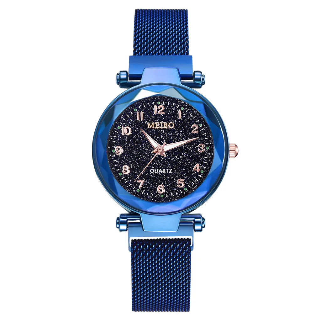 

Luxury Wristwatches Reloj Mujer Fashion Starry Sky Flat Glass Quartz Mesh With Magnetic Buckle Ladies Watch Women Dress Watch