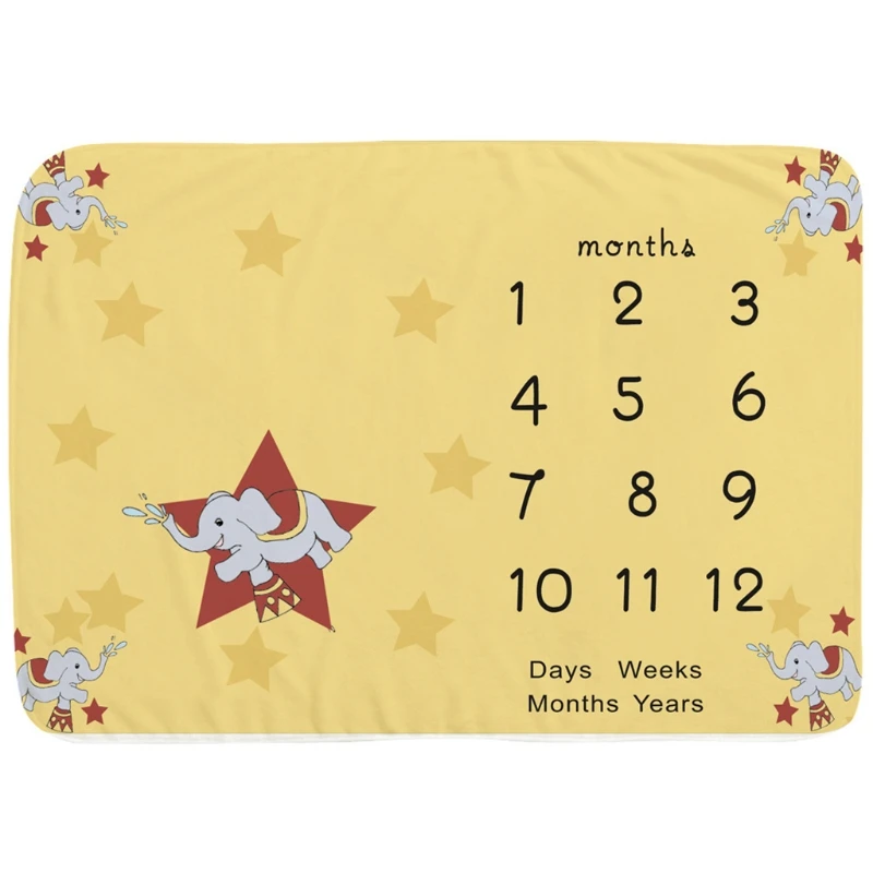 

Baby Monthly Record Growth Milestone Blanket Newborn Soft Flannel Swaddle Wrap