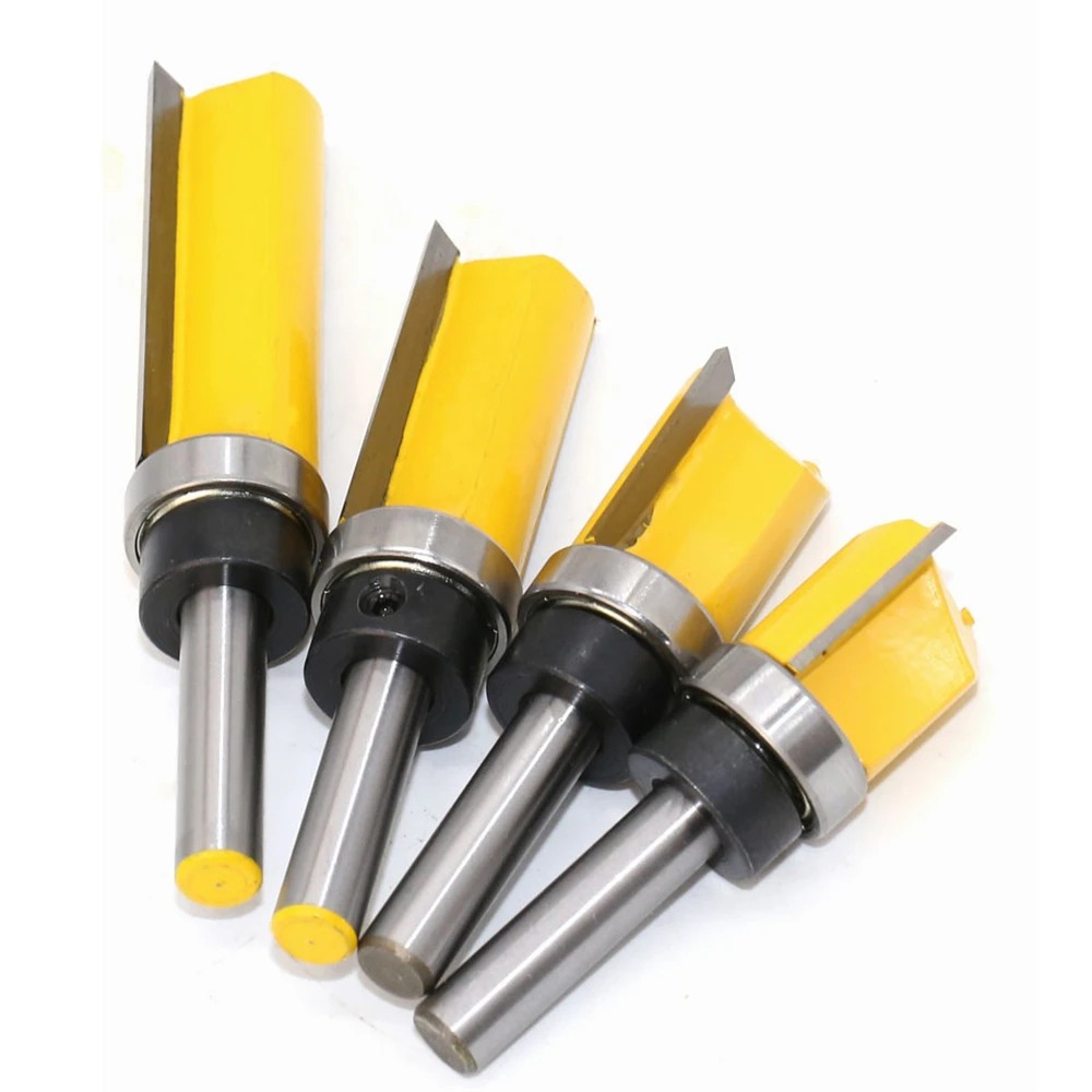 

4PC 8mm Shank Flush Trim Milling Cutter Tungsten Cobalt Alloy Trimming Knife Template Router Bit Woodworking Tools