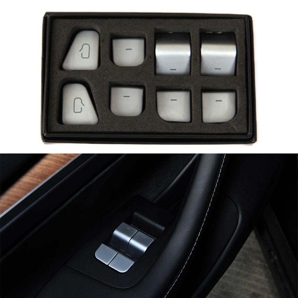 

For Tesla Model 3 Model Y 2021 Window Lift Button Switch Sticker 11PCS Window Lift Switch Button Door Open Panel Sticker Trim