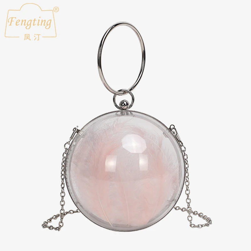 Женские милые однотонные прозрачные вечерние сумки с шариками акриловая модная