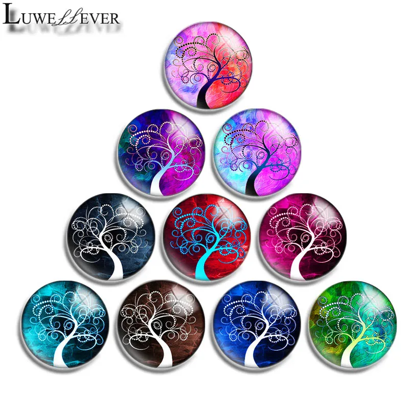 

10mm 12mm 16mm 20mm 25mm 30mm 576 Tree Of Life Mix Round Glass Cabochon Jewelry Finding 18mm Snap Button Charm Bracelet