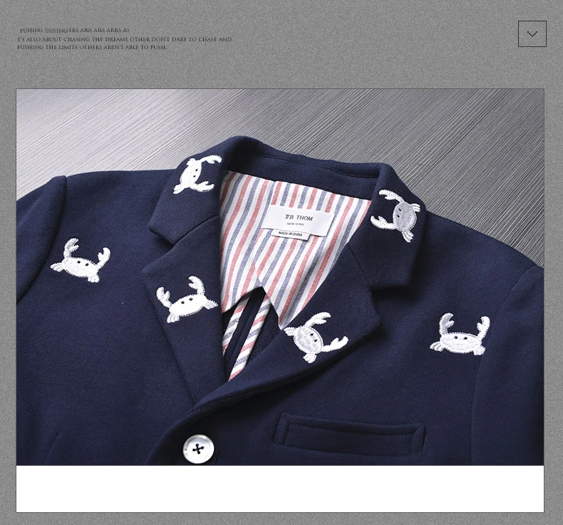 

2021 Fashion TB THOM Brand Blazer Men British Casual Suit Slim Fit Men's Jacket Spring And Autumn Crab Embroidery Cotton Coat