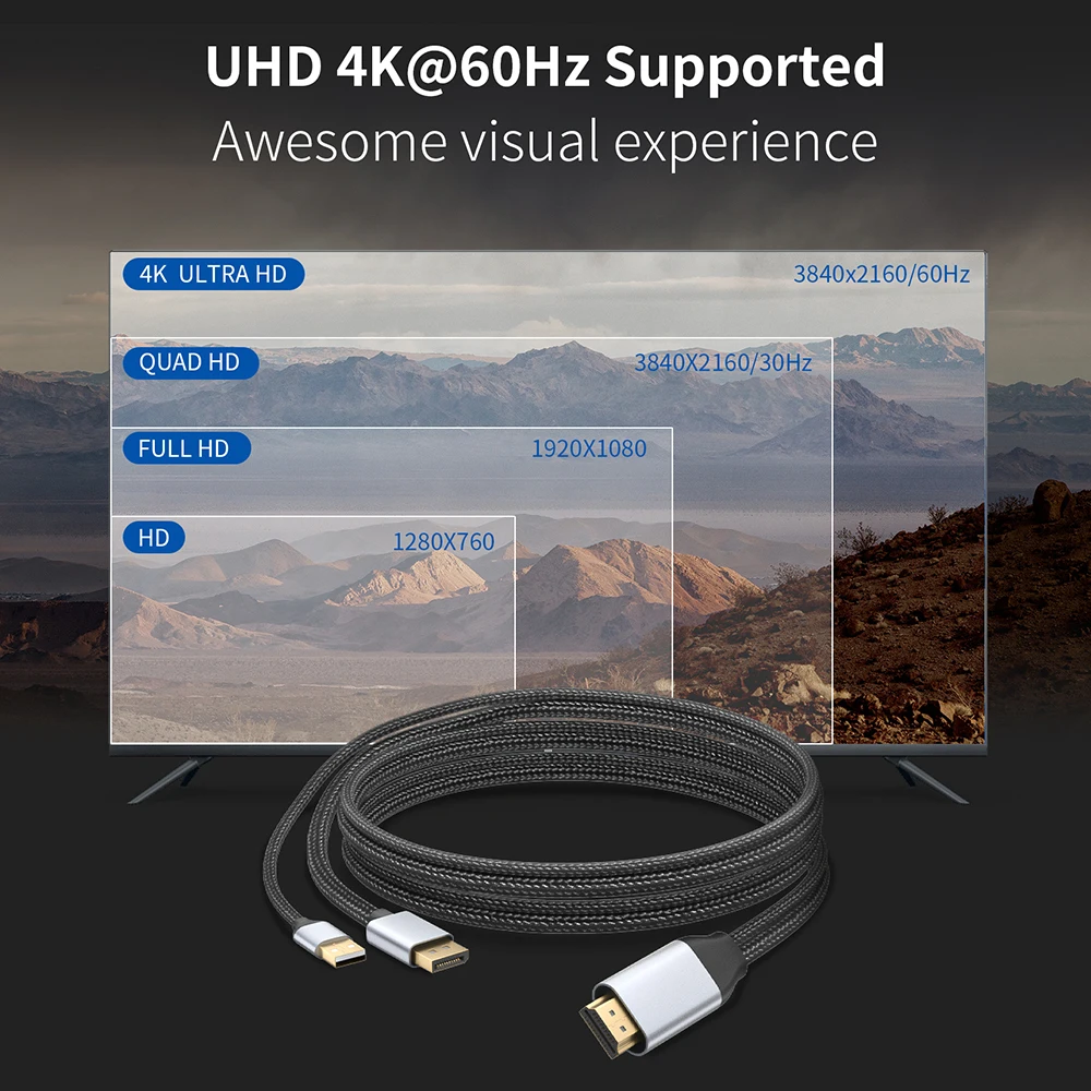 4k 60hz hdmi to displayport 4k converter cable 1 8m hdmi in to dp out for ps4 apple tv pc hdmi to monitor with usb power cable free global shipping