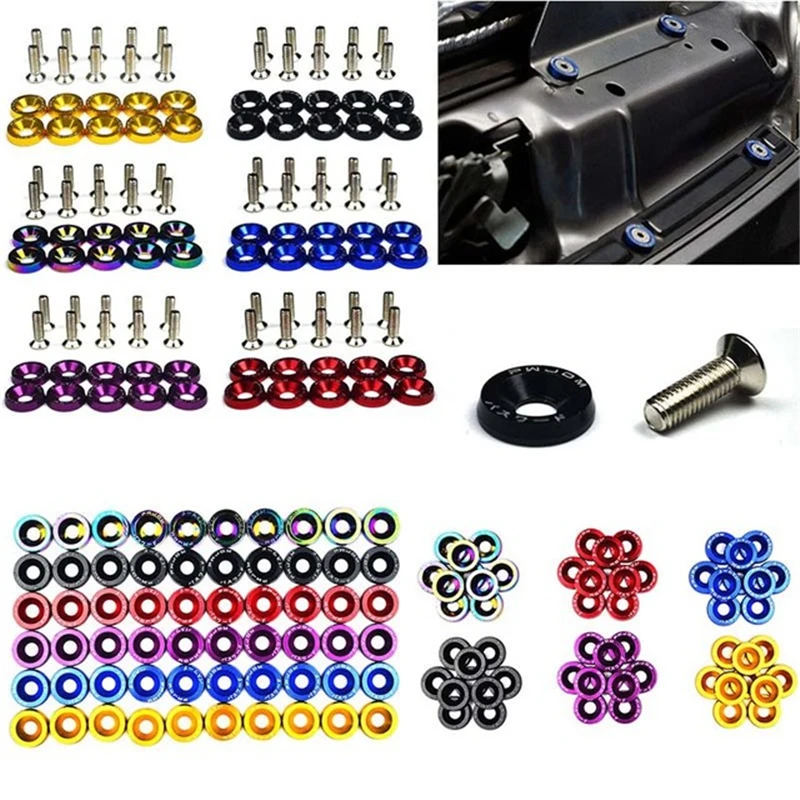 10pcs M6 JDM Car Modified Hex Fasteners Fender Washer Bumper Engine Concave Screws Car-styling | Автомобили и мотоциклы