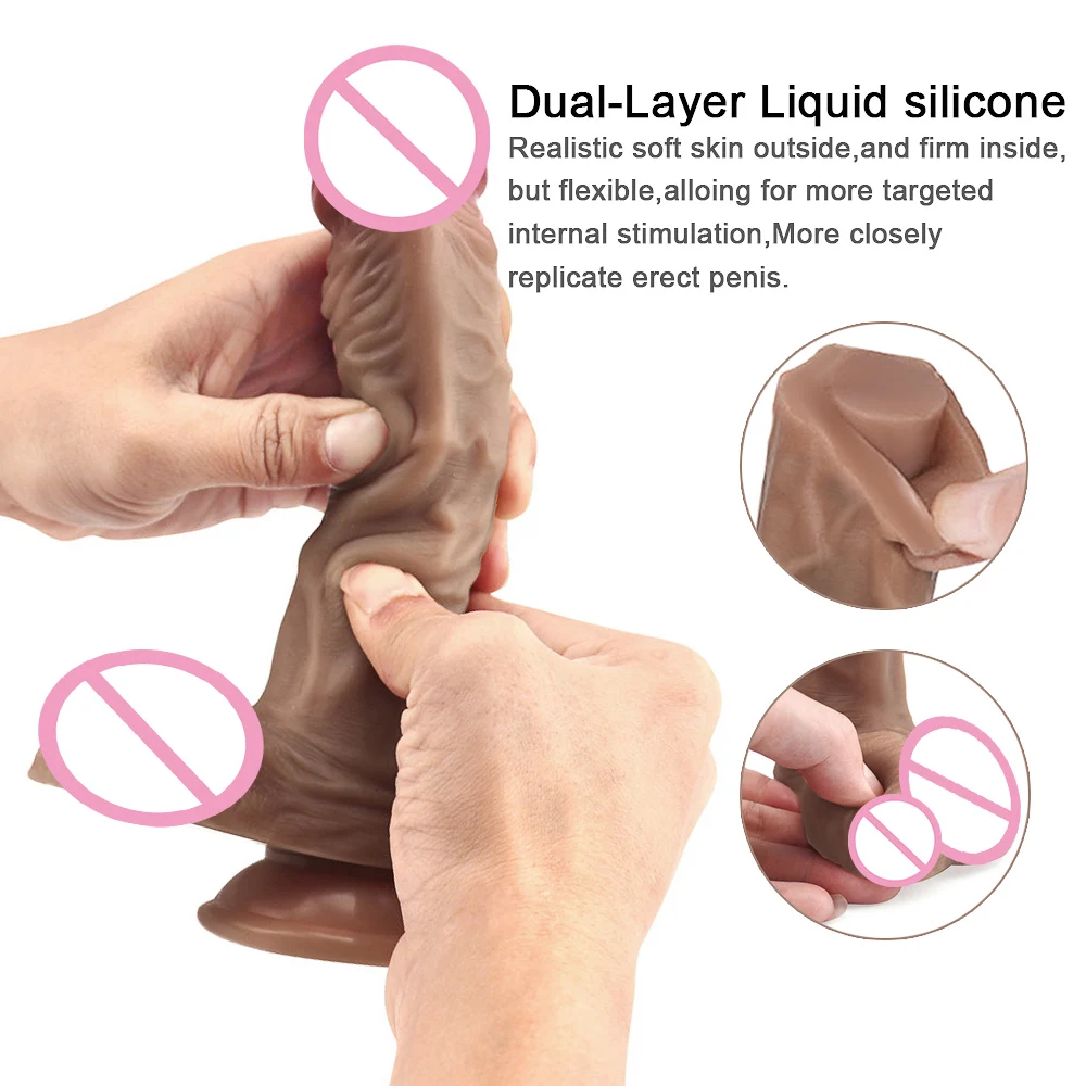 Adult Toys Double Layer Silicone Huge Dildo Suck Penis For Vagina Female Masturbator Thick Suction Cup No Vibrating Dick | Красота и