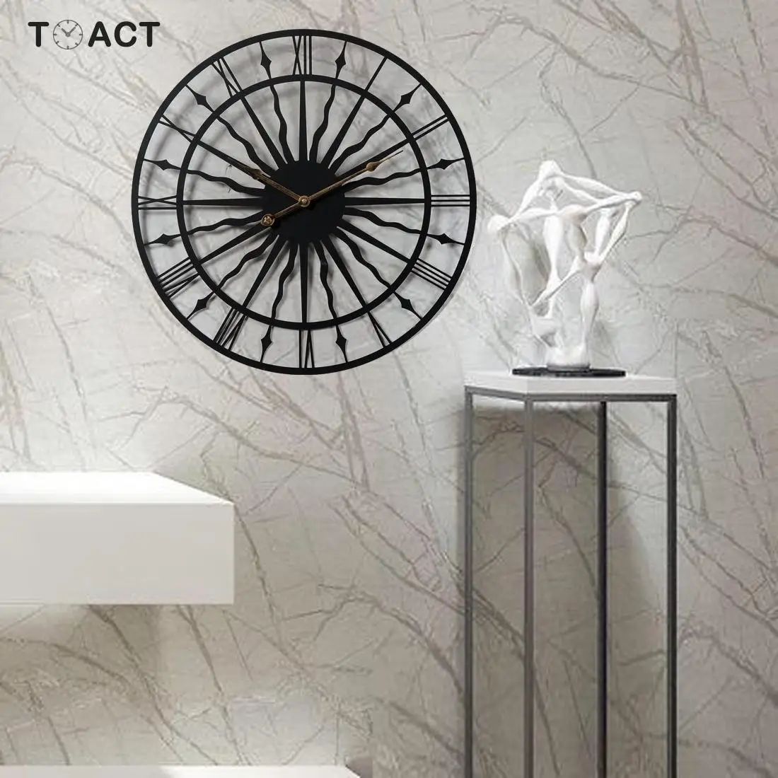 Настенные часы современный дизайн Короткие 3D бесшумные в европейском стиле для