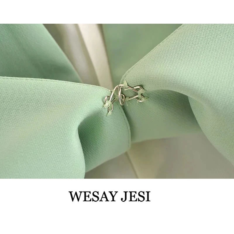 

WESAY JESI Blazer Girl Za Women 2021 Fashion Blazer Simple Solid Color Green Orange Long Sleeve Women's Jcket Office Lady Coat