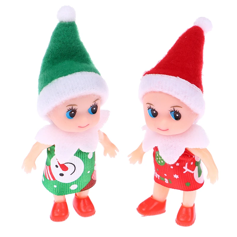 

1Pair Super Cute 8CM Christmas Doll Baby Elves Dolls Movable Arm Leg Elf Doll Dollhouse Toy Chirstmas Theme Doll