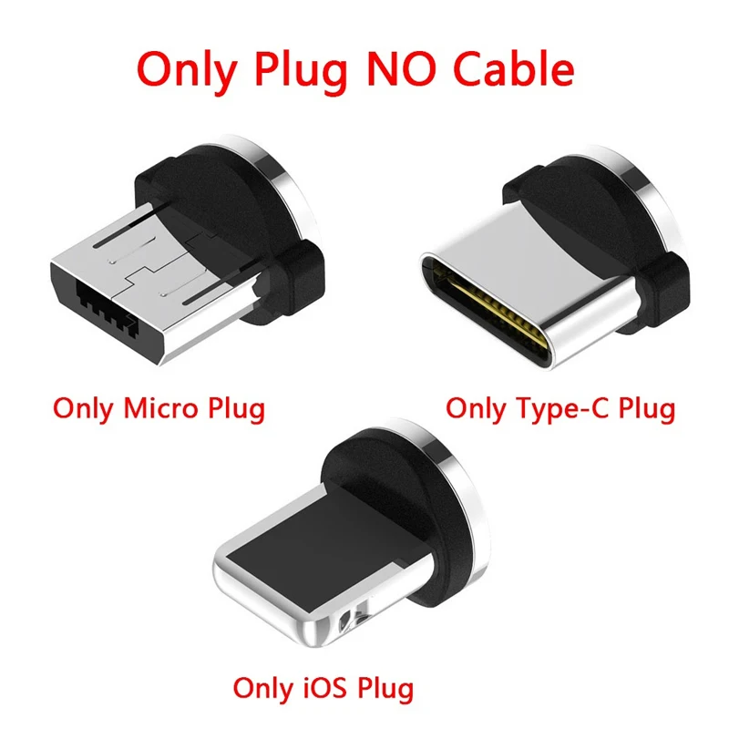Магнитный usb-кабель для быстрой зарядки, Тип C, микрокабель, светодиодный, нейлоновая оплетка, тип-c, магнитное зарядное устройство для iPhone 6, 7, 8 X XS, телефонный кабель - Цвет: Only Plug