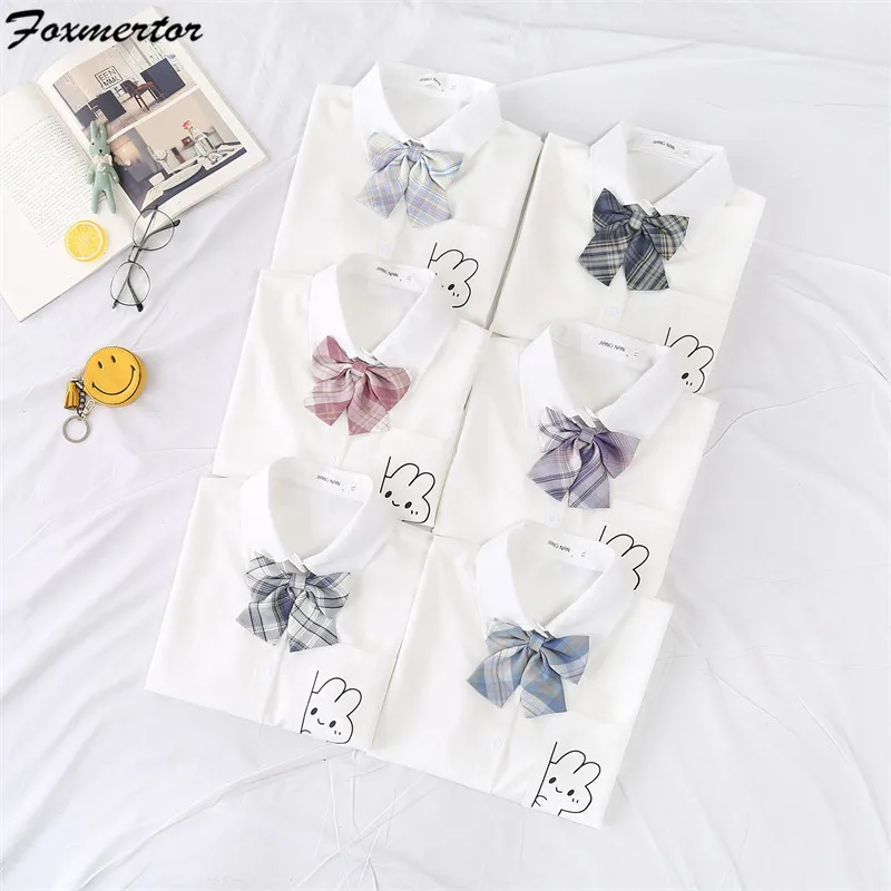 Женские белые блузки рубашки 2022 летние топы с коротким рукавом и принтом кролика