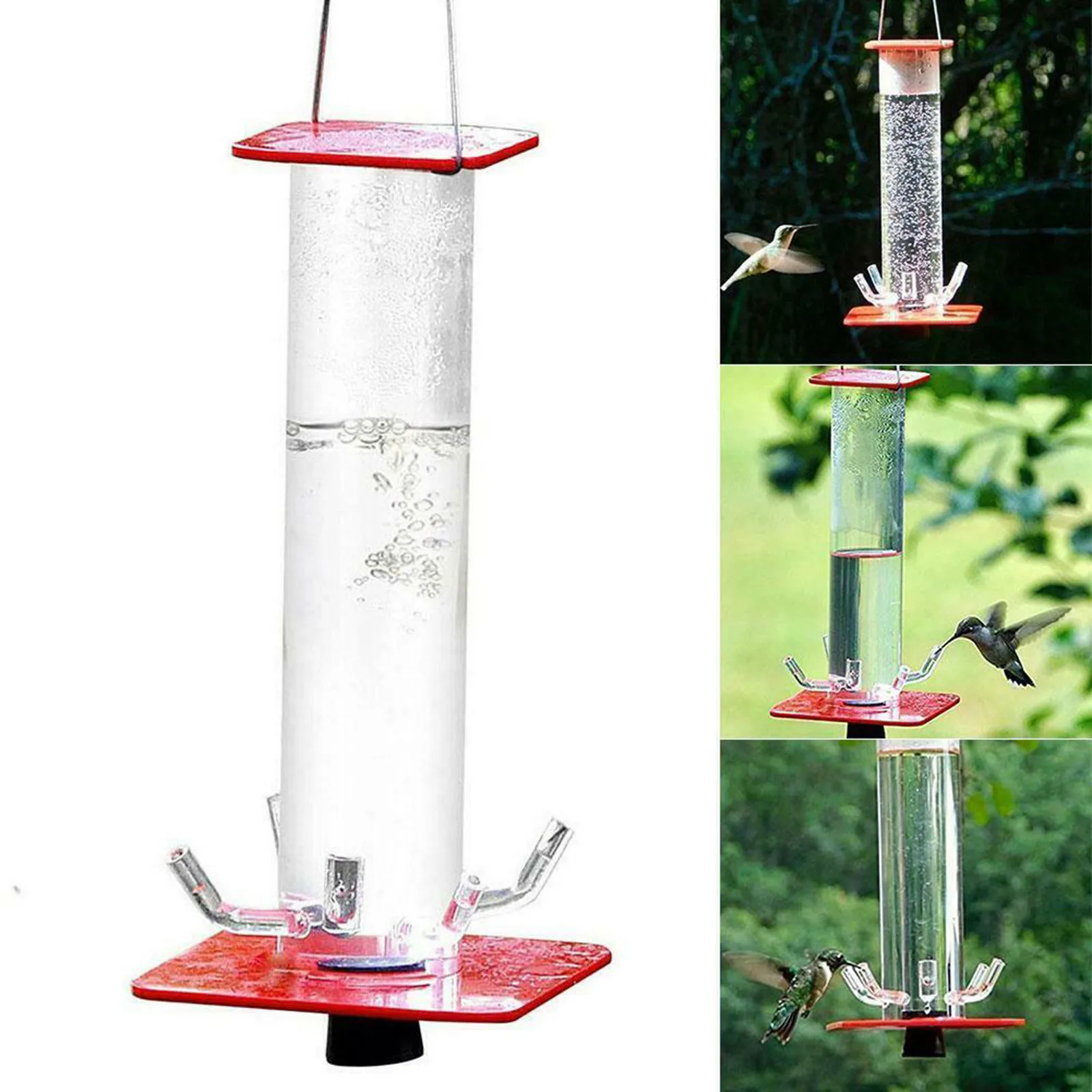 

Garden Decoration Hummingbird Feeder Unique Design Feeding System With Bright Transparent Tube Yard Garden Decor FFT