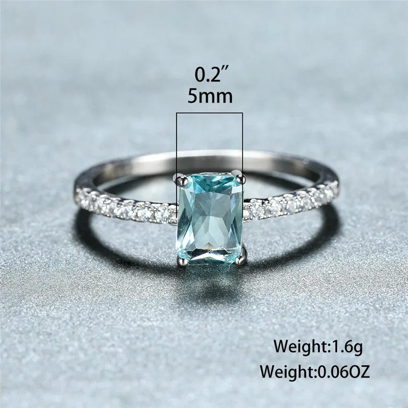Кольцо с аквамарином женское геометрическое прямоугольное под серебро 925 пробы